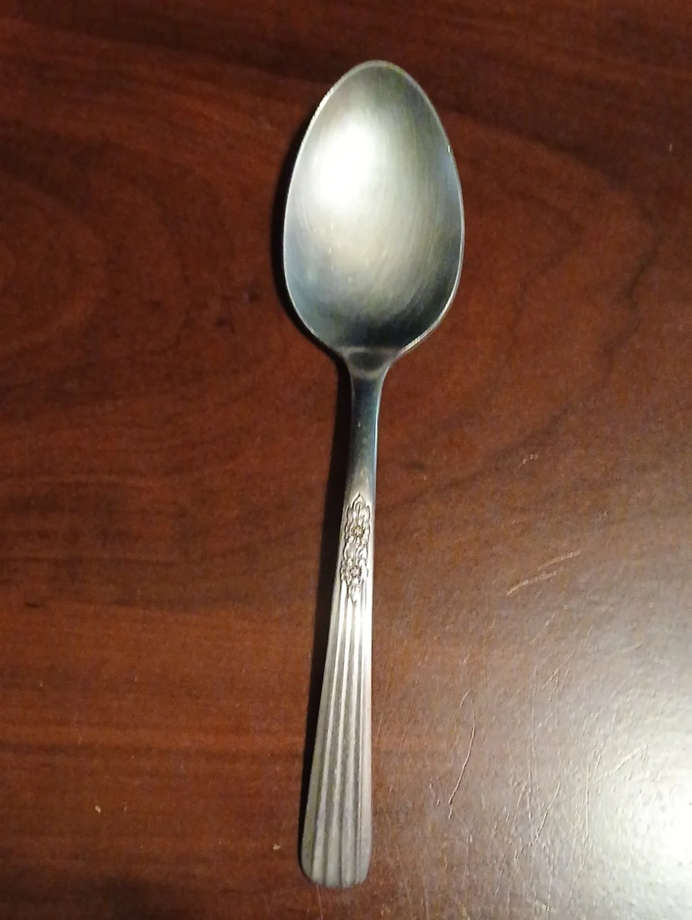 Stainless Steel Floral Handle Dining Spoon - Silver